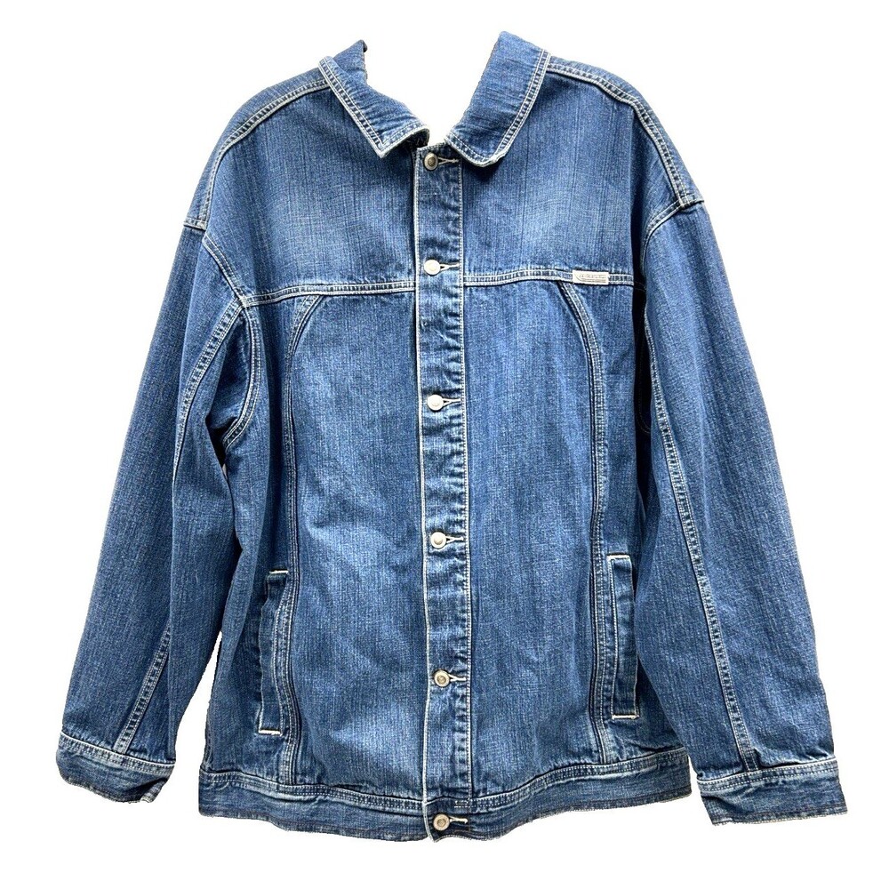 VTG 90s Y2K Rocawear Men's Size XL Button Denim Jacket Pockets 100% Cotton